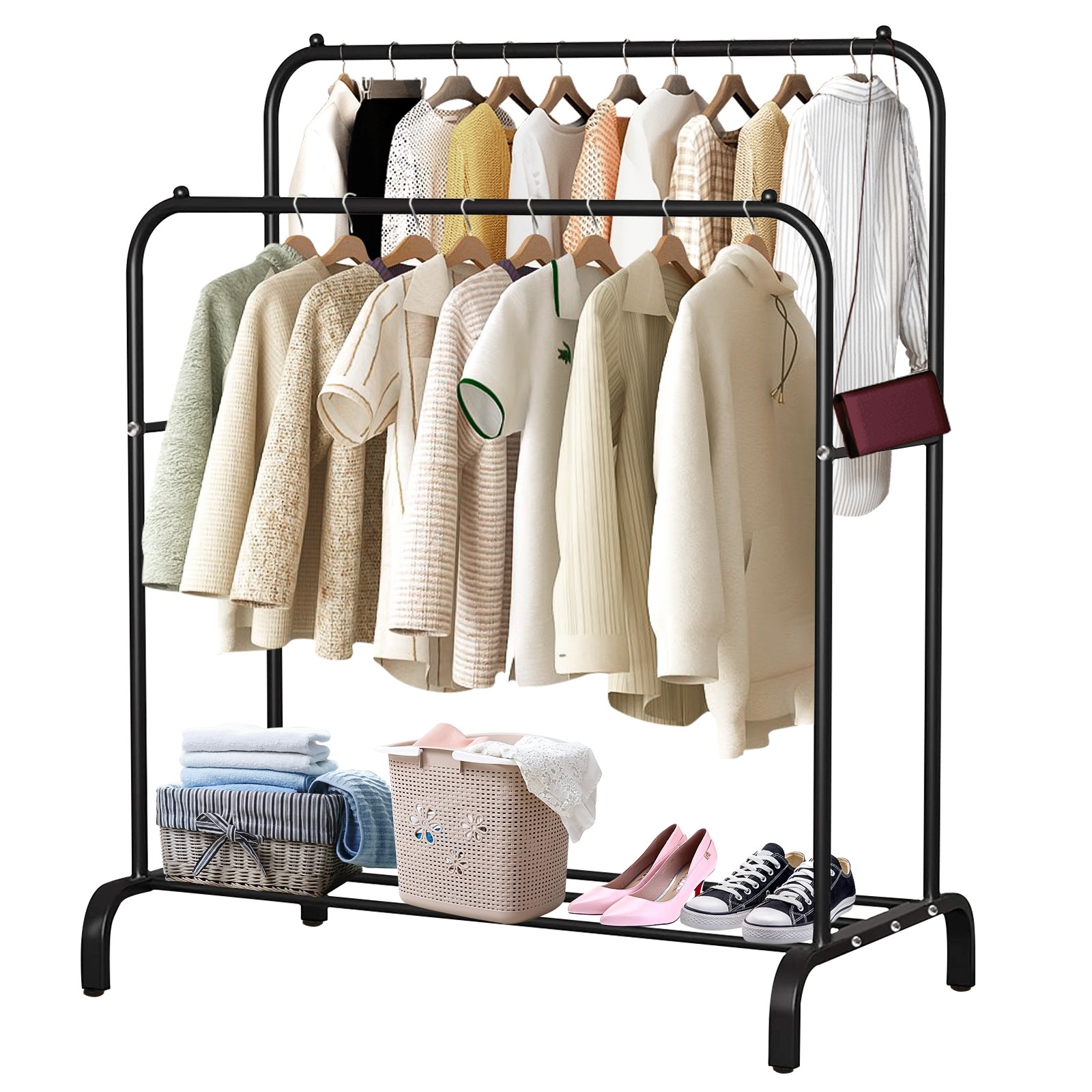 Reviews for Metal Double Clothes Rail Hanging Rack Garment Display ...